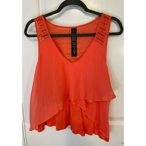Jessica Simpson womens large top blouse NWT hot coral